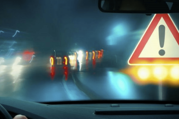 blurred vision of car traffic from a driver's point of view