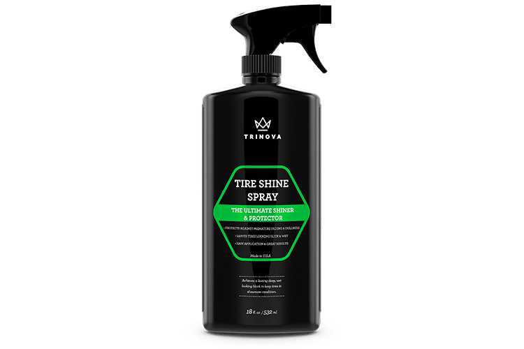 Trinova Tire Shine Spray - Automotive Clear Coat Dressing Keeps Tires Black with Rubber Protector - Prevents Fading & Yellowing 18 fl oz