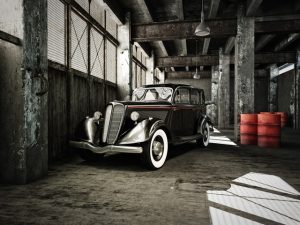 oldtimer in a hangar