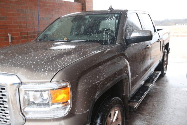 The car was soaped down heavily to get the paint clean. You want the surface as clean as possible before you apply the Touchless Sealant.