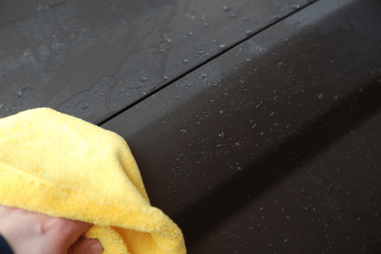 Using a microfiber towel, we dried the car.