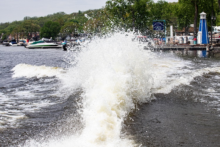 white waves of a boat's wake