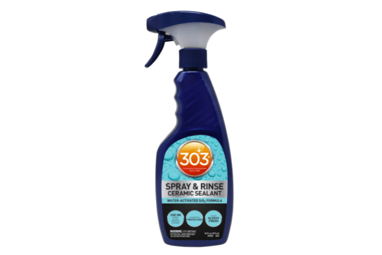 bottle of 303 spray and rinse ceramic sealant with plain background