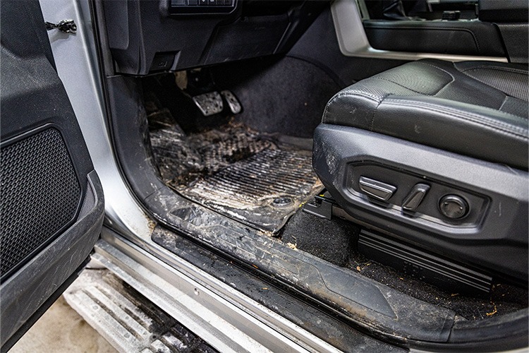 BEFORE Salt Winter Door Wells Floor Mats Toyota Sequoia 750x500